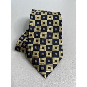 Sartori Blue and Yellow/Gold Geometric Pattern 100% Silk Designer Tie